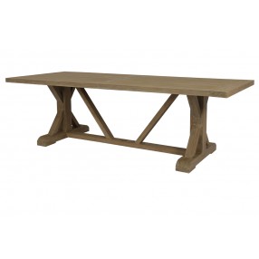 Sunset West Coastal Teak 94" Trestle Dining Table - Front Side Angle