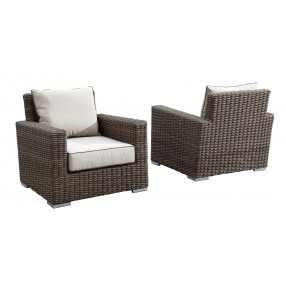 Coronado Wicker Club Chair With Cushions - Front and Back