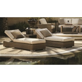 Coronado Wicker Adjustable Chaise With Cushions - Lifestyle