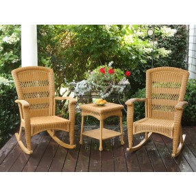 Tortuga Outdoor Portside Classic Wicker Rocking Chair 3pc Set  