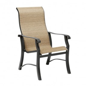 Woodard Cortland Sling High-Back Dining Armchair - Angled
