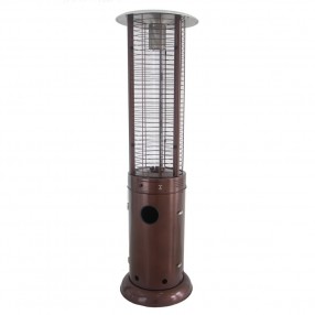 AZ Patio Heaters Round Commercial Glass Cylinder Patio Heater in Hammered Bronze with Clear Tube - Front Angle