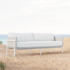 Azzurro Living Hampton 3 Seat Sofa With Polar Cushion with Beach White All-Weather Wicker - Lifestyle