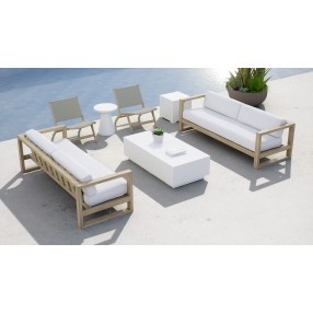 Sunset West Coastal Teak Cushionless Accent Chair - Lifestyle