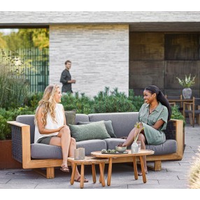 Cane-Line Angle 3-Seater Sofa W/Teak Frame, Incl. Grey Cane-Line AirTouch Cushions