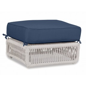 Dana Rope Ottoman in Spectrum Indigo w/ Self Welt - Front Side Angle