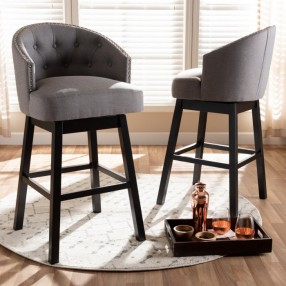 Baxton Studio Theron Swivel Bar Stool - Set of 2 - Grey
