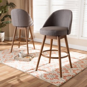 Baxton Studio Carra Swivel Bar Stool - Set of 2 - Grey