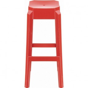 Fox Polycarbonate Bar Stool - Glossy Red