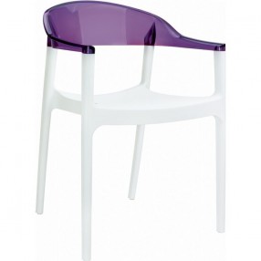 Carmen Modern Dining Chair White Seat - Transparent Violet Back