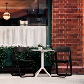 Compamia Dream Folding Outdoor Bistro Set with 2 Black Chairs and White Table 
