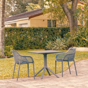 Compamia Air XL Patio Dining Set with 2 Arm Chairs Dark Gray - Lifestyle