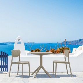 Lucy Outdoor Bistro Set 3 Piece with 24 inch Table Top Taupe - Lifestyle