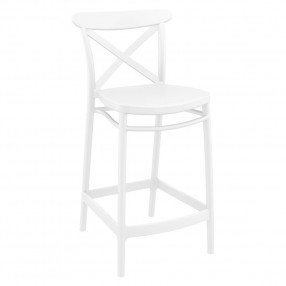 Cross Counter Stool White - Angled