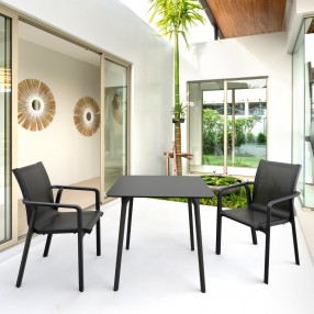 Compamia Maya 31 inch Outdoor Square Dining Table in Black - Lifestyle 2