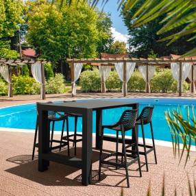 Compamia Vegas Air 5 pc Bar Set with 39 inch to 55 inch Extendable in Black - Lifestyle 2