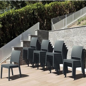 Florida Resin Wickerlook Dining Chair Dark Gray - Stocked