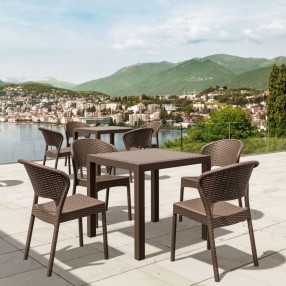 5 Piece Set Brown with Side Chairs - Brown