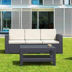 Monaco Resin Patio Sofa with Cushion - Brown - Actual