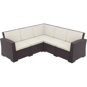 Monaco Resin Patio Sectional 5 piece Brown with Cushion - Brown