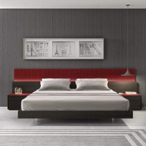 J&M Furniture Lagos Red & Wenge Lacquer King Platform Bed