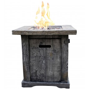 Crawford and Burke Macedon Wood Look Outdoor Gas Fire Pit, Front Angle