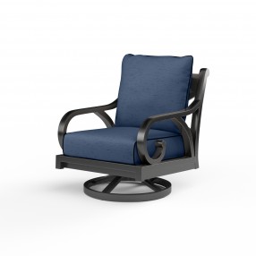Monterey Swivel Rocker in Spectrum Indigo w/ Self Welt - Front Side Angle