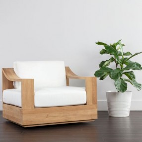 Sunpan Tahiti Swivel Lounge Chair - Stinson White - Lifestyle