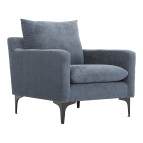 Moe's Home Collection Paris Armchair, Blue - Front Side Angle