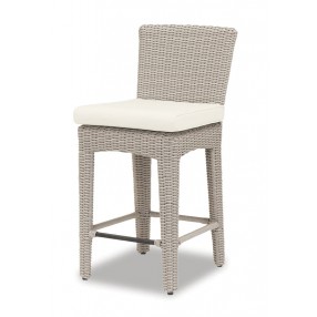 Manhattan Counter Stool in Linen Canvas w/ Self Welt - Front Side Angle