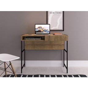 Casabianca CLARK Office Desk In Walnut Melamine With Black Painted Metal Frame - Lifestyle