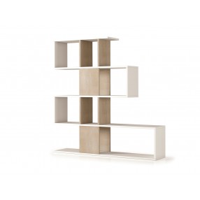 Time Bookcase In White Wood Grain And Light Gray Concrete Melamine - White BG