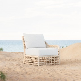 Azzurro Living Kiawah Left Arm Chair With Natural Aluminum Frame And Cloud Cushion - Lifestyle