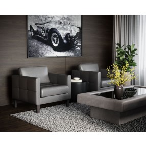 Sunpan Karmelo Armchair Vintage Charcoal Leather - Lifestyle