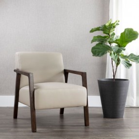 Sunpan Neymar Lounge Chair - Linea Light Grey Leather - Lifestyle