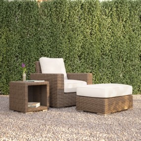 Coronado Ottoman in Canvas Flax w/ Self Welt - Lifestyle