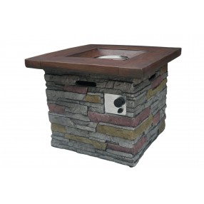 Crawford and Burke Kiska Brick Outdoor Square Gas Fire Pit, Front Angle