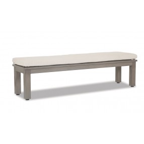 Laguna Dining Bench in Canvas Flax, No Welt - Front Side Angle