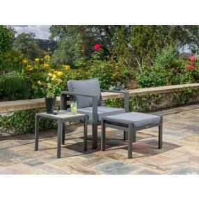 Tortuga Outdoor Lakeview Modern Outdoor Aluminum Chair, Ottoman, and Side Table Set 4