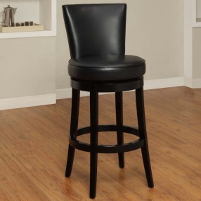Boston Swivel Barstool In Black Bonded Leather 26" seat height