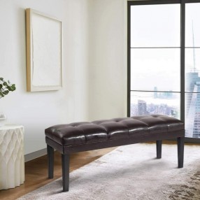 Armen Living Howard Bench Black or Brown Bonded Leather 02