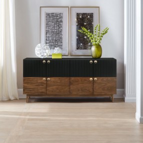 Armen Living Amigo Black Veneer and Walnut Wood Buffet