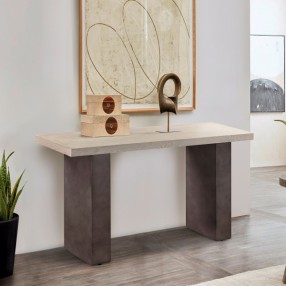 Armen Living Abbey Concrete and Grey Oak Wood Console Table