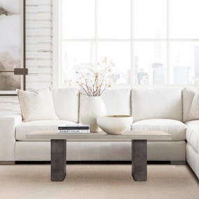 Armen Living Abbey Concrete and Grey Oak Wood Coffee Table