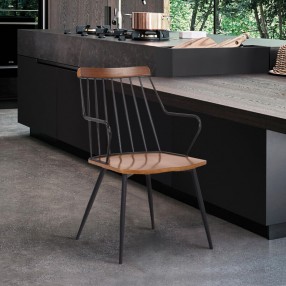 Armen Living Alcott Contemporary Walnut and Metal Dining Room Chair