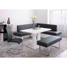 Armen Living Amanda Black Corner Sofa - Lifestyle