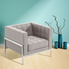 Armen Living Andre Contemporary Chair In Gray Tweed and Stainless Steel - Lifestyle