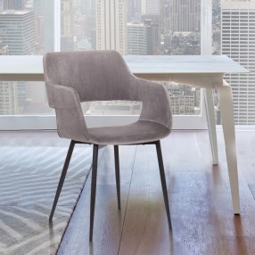 Armen Living Ariana Mid-Century Gray Open Back Dining Accent Chair