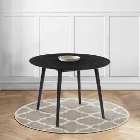 Armen Living Arcadia Round Dining Table In Black Wood