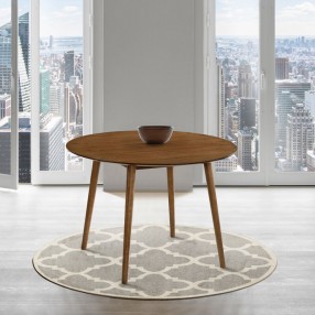 Armen Living Arcadia Round Dining Table In Walnut Wood